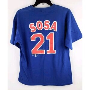 Vintage Sammy‎ Sosa Jersey T-Shirt VTG 1999 MLB Blue Size Large